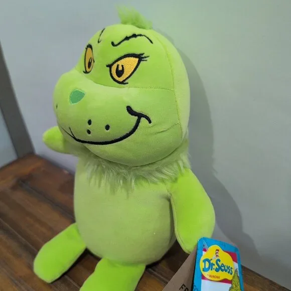 NWT Aurora Dr. Seuss Squishy Grinch Green Soft Plush Stuffed Animal Toy Holiday - Picture 4 of 7